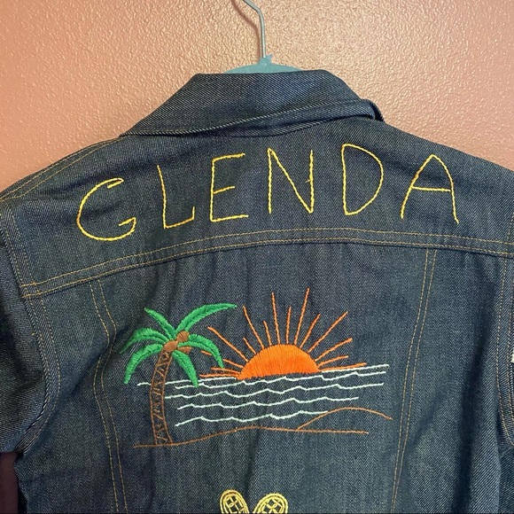 Vintage Levi’s orange tab denim jacket embroidered Glenda children’s size 12 - Picture 3 of 10